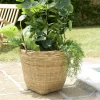 Caches-Pots|HERCULE Pot de fleurs rond bambou et béton D60 cm avec anses