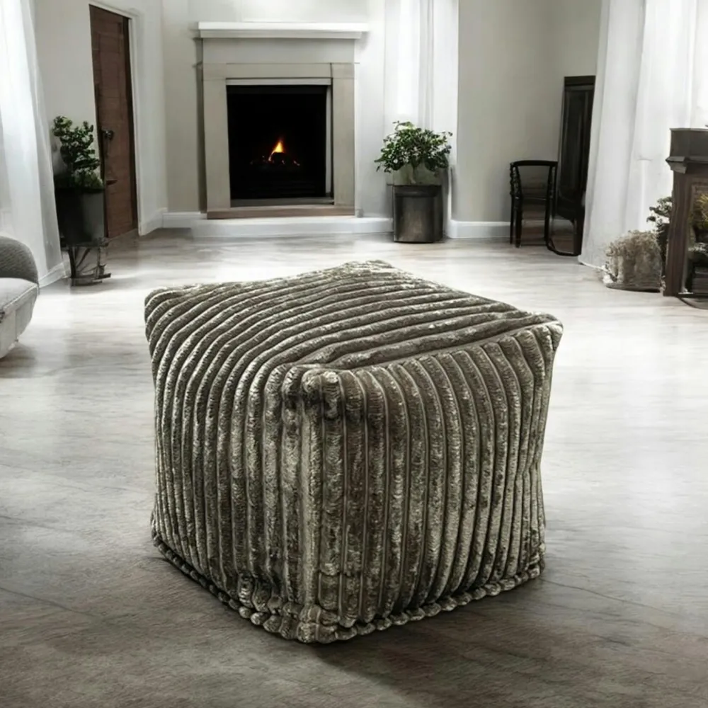 Meubles De Salon·Poufs| Pouf carré velours grosses côtes anthracite VISBY