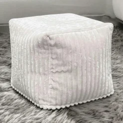 Meubles De Salon·Poufs| Pouf carré velours grosses côtes anthracite VISBY