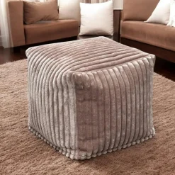 Meubles De Salon·Poufs| Pouf carré velours grosses côtes camel VISBY