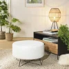 Meubles De Salon·Poufs|Chaises Bouclettes|TIM Pouf de salon blanc tissu bouclettes