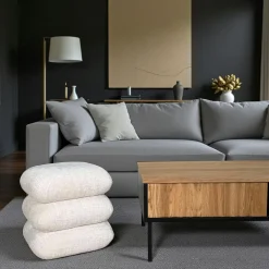 Meubles De Salon·Poufs|IENA Pouf pivotant écru effet coussins empilés