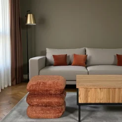 Meubles De Salon·Poufs|IENA Pouf pivotant terracotta effet coussins empilés