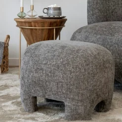Meubles De Salon·Poufs|BRUGES Pouf repose-pieds gris sur 4 pieds BERLIN