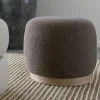 Meubles De Salon·Poufs|BRUGES Pouf rond marron effet fourrure sur base bois