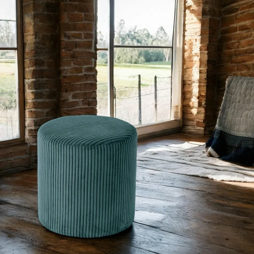 Meubles De Salon·Poufs|MALMOE Pouf rond velours côtelé blanc (lot de 2)