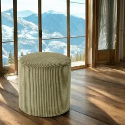 Meubles De Salon·Poufs|MALMOE Pouf rond velours côtelé blanc (lot de 2)