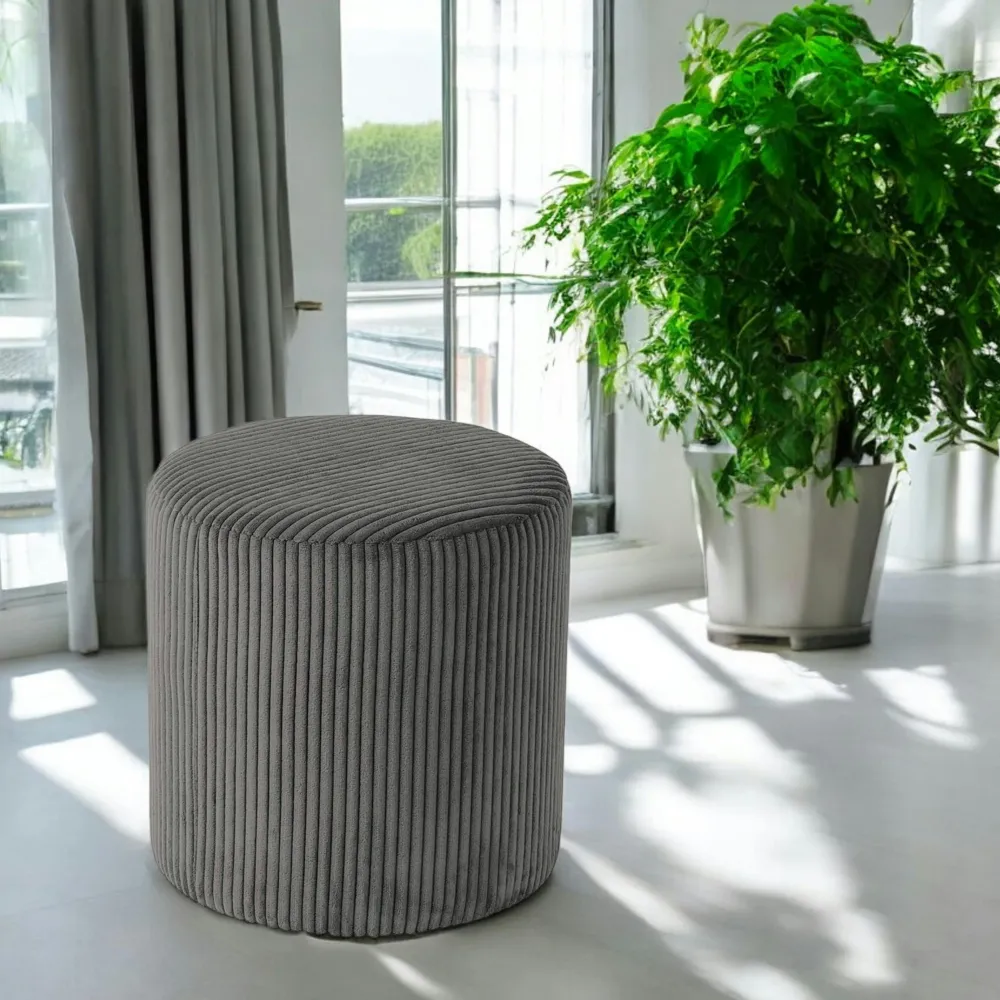 Meubles De Salon·Poufs|MALMOE Pouf rond velours côtelé blanc (lot de 2)