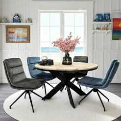 Rallonges De Tables À Manger|PALERME Rallonge pour table ronde et carrée extensible en chêne blanc 130 cm (40 cm)