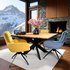 Rallonges De Tables À Manger|PALERME Rallonge pour table ronde extensible en chêne brun 140 cm (50 cm)