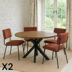 Rallonges De Tables À Manger|PALERME Rallonge pour table ronde extensible en chêne brun 130 cm (40 cm)