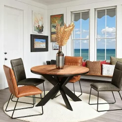 Rallonges De Tables À Manger|PALERME Rallonge pour table ronde extensible en chêne brun 120 cm (40 cm)