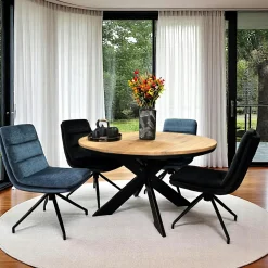 Rallonges De Tables À Manger|PALERME Rallonge pour table ronde extensible en chêne brun 120 cm (40 cm)