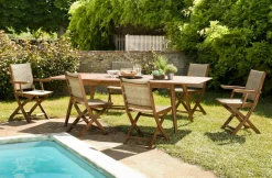 Salons De Jardin·Ensemble Repas|BAHIA Salon de jardin (1 table de jardin extensible 180x240, 4 chaises de jardin, 2 fauteuils de jardin pliants)