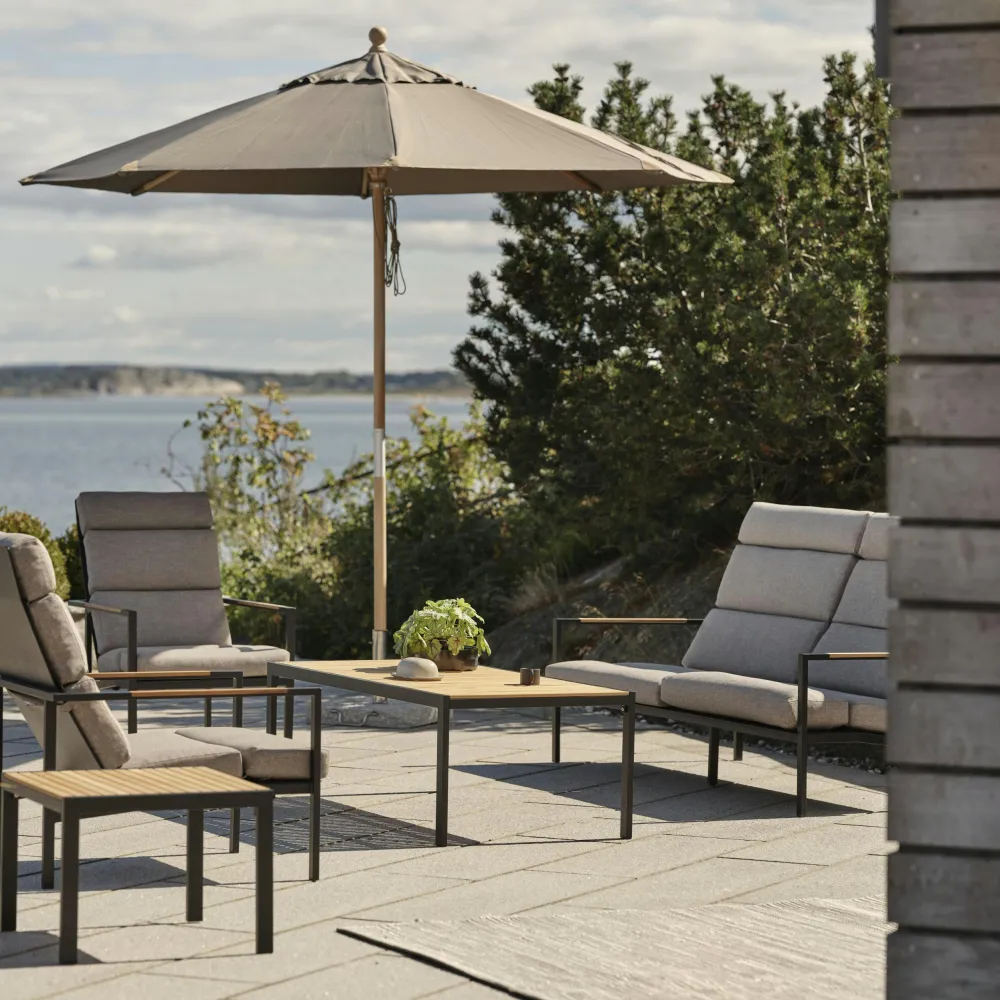 Salons De Jardin·Salons Détente|Meubles En Aluminium Brafab|STOCKHOLM Salon de jardin en aluminium noir et teck (4 pièces)