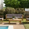 Salons De Jardin·Salons Détente|OUTDOOR BERGEN Salon de jardin en teck BERGEN (1 canapé 3 places, 2 fauteuils, 1 table basse)