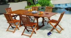 Salons De Jardin·Ensemble Repas|MACAO Salon de jardin en teck huilé Table rectangulaire 180/240cm 6 chaises