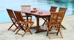 Salons De Jardin·Ensemble Repas|MACAO Salon de jardin en teck huilé Table ovale 120/180cm 6 chaises