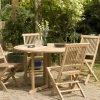 Salons De Jardin·Ensemble Repas|SUMMER Salon de jardin en Teck table ronde 120cm 4 chaises