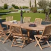 Salons De Jardin·Ensemble Repas|SUMMER Salon de jardin en Teck table ovale 200/300cm 8 chaises