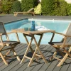 Salons De Jardin·Ensemble Repas|SUMMER Salon de Jardin Table Teck 70x70cm + 2 Fauteuils pliants ref. 30020810