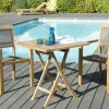 Salons De Jardin·Ensemble Repas|SUMMER Salon de Jardin Table Teck 70x70cm + 2 Fauteuils empilables ref. 30020809