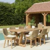 Salons De Jardin·Ensemble Repas|MANY Salon de jardin teck naturel 1 table pieds en V 220 cm + 6 chaises résine tressée
