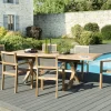 Salons De Jardin·Ensemble Repas|SUMMER Salon de Jardin Teck Table extensible 180/240 + 6 fauteuils empilables ref. 30020851