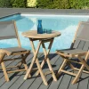 Salons De Jardin·Ensemble Repas|SUMMER Salon de Jardin Teck Table D60 + 2 chaises pliantes ref. 30020847