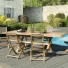Salons De Jardin·Ensemble Repas|SUMMER Salon de Jardin Teck Table extensible 180/240 + 6 chaises pliantes ref. 30020856