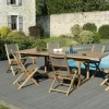 Salons De Jardin·Ensemble Repas|SUMMER Salon de Jardin Teck Table extensible 180/240 + 6 chaises pliantes ref. 30020845