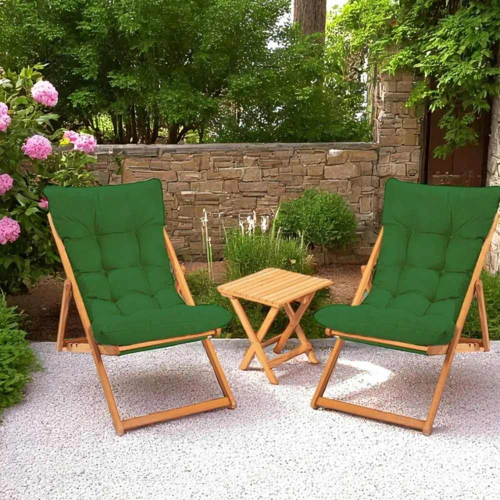 Salons De Jardin·Salons Détente|Transats / Bains De Soleil|SORA Salon jardin détente 2 places vert - bois et toile