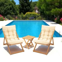 Salons De Jardin·Salons Détente|Transats / Bains De Soleil|SORA Salon jardin détente 2 places bleu - bois et toile