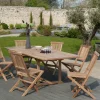 Salons De Jardin·Ensemble Repas|SUMMER Salon jardin Teck table extensible 180/240cm 6 chaises