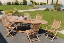 Salons De Jardin·Ensemble Repas|SUMMER Salon jardin Teck table ovale 180 cm 4 chaises 2 fauteuils