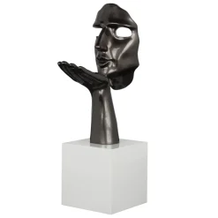 Objets Décoration·Figurines / Statues| Sculpture "Speranza" visage et main gris perle sur socle H57cm