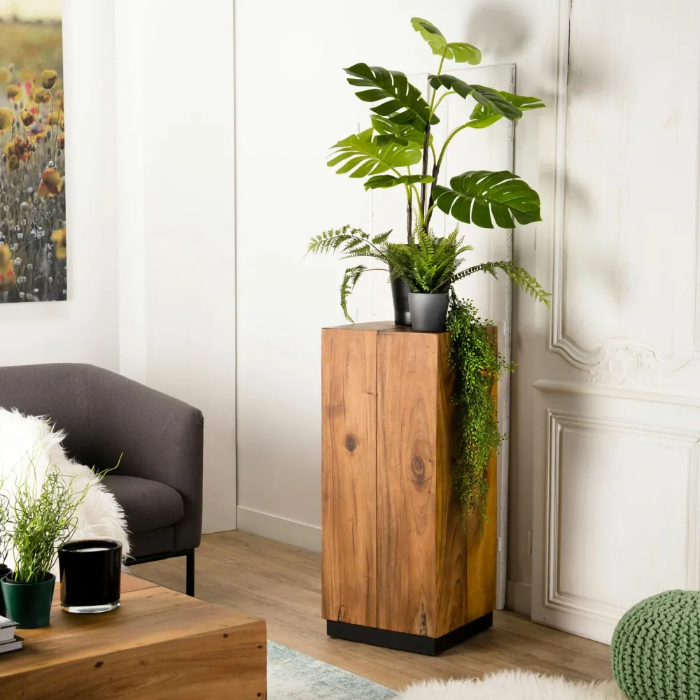 Sellettes En Métal|OTTAWA Sellette bois exotique carrée