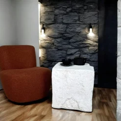 Sellettes En Métal|Tables D'Appoint Rondes|TRINITE Sellette effet pierre 56 cm