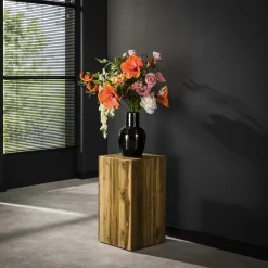 Sellettes En Métal| Sellette en bois de teck recyclé forme carrée 45 cm