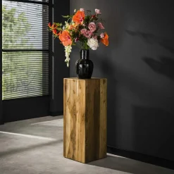 Sellettes En Métal| Sellette en bois de teck recyclé forme carrée 45 cm