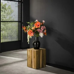 Sellettes En Métal| Sellette en bois de teck recyclé forme carrée 85 cm