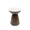 Sellettes En Métal|Tables D'Appoint Rondes| Sellette ronde bois et marbre D39 cm