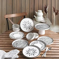 Arts De La Table·Vaisselle| Service à dessert moderne, 11 pièces noir et blanc EFIRA