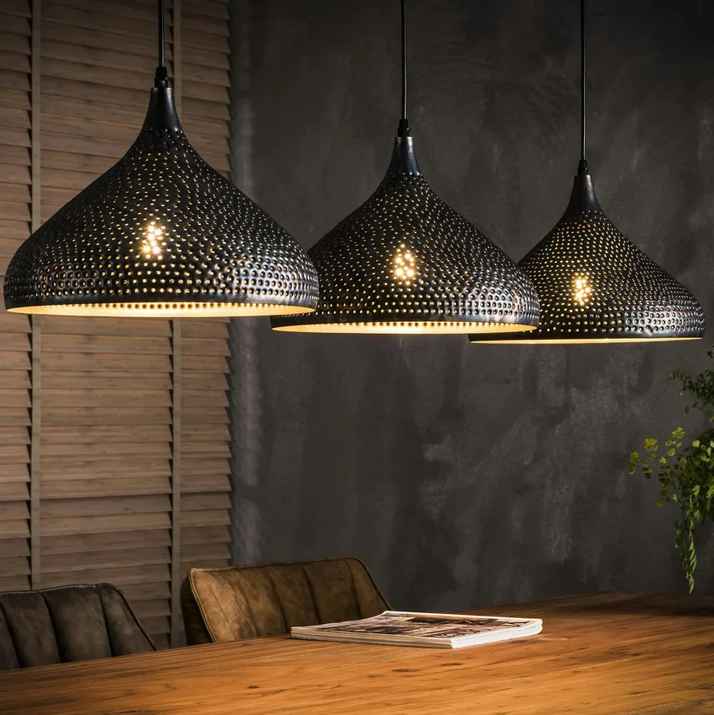 Suspensions / Lustres|RALF Suspension contemporaine ajourée 3 lampes forme bougie