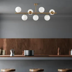 Suspensions / Lustres|SIERRE Suspension cuisine design – 7 globes sur barre