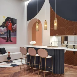 Suspensions / Lustres|SOLANA Suspension cuisine verre ambré forme cylindre