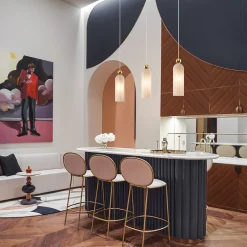 Suspensions / Lustres|SOLANA Suspension cuisine verre ambré forme cylindre