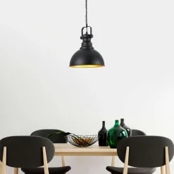 Suspensions / Lustres|SILE Suspension cuisine vintage noire & dorée avec poignée