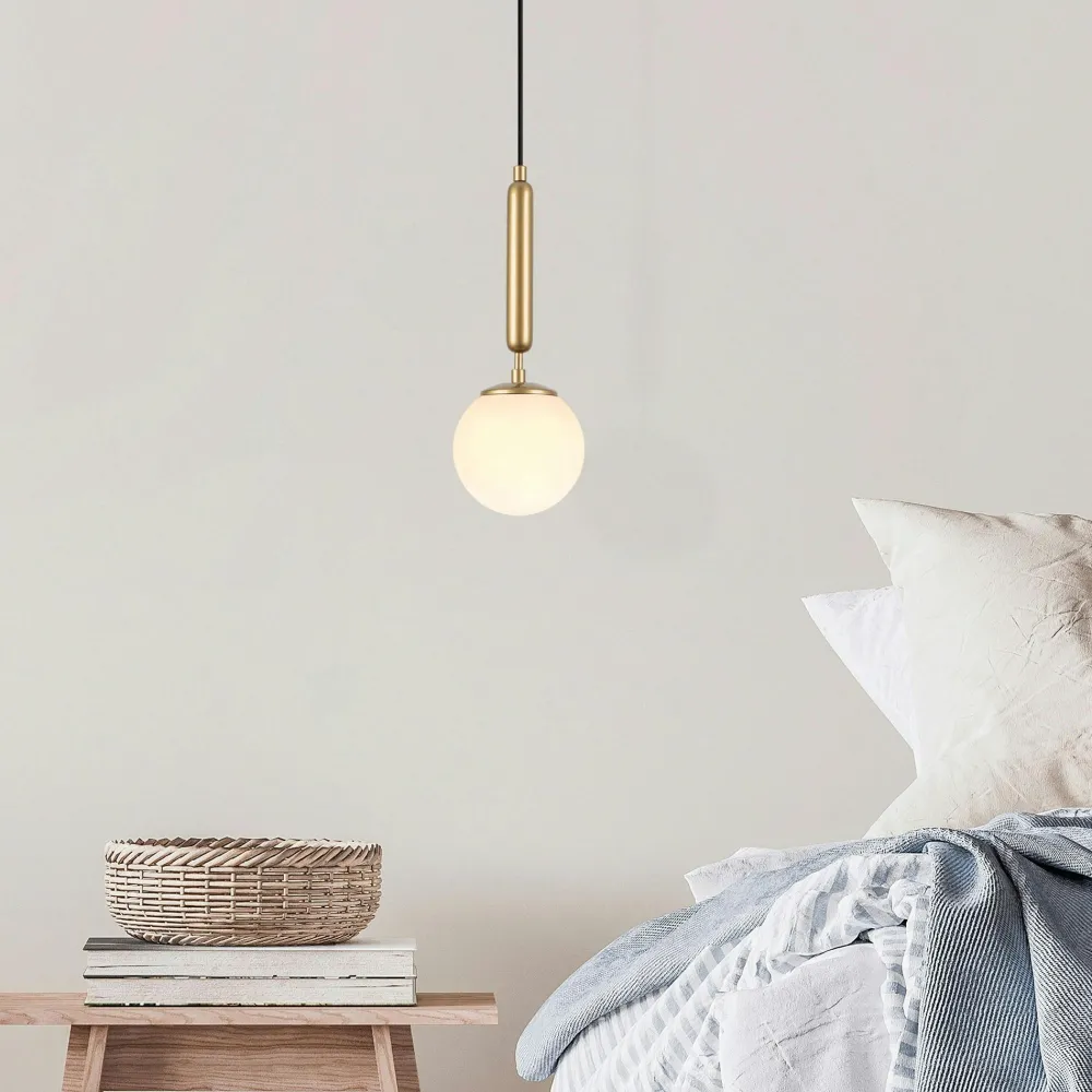 Suspensions / Lustres|SIERRE Suspension de chambre – globe blanc et or