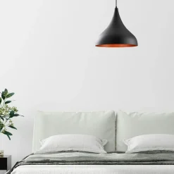 Suspensions / Lustres|SILE Suspension de cuisine noire mate – intérieur cuivré